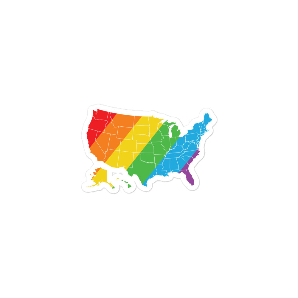 LGBTQ Pride USA Map Sticker - gay pride apparel
