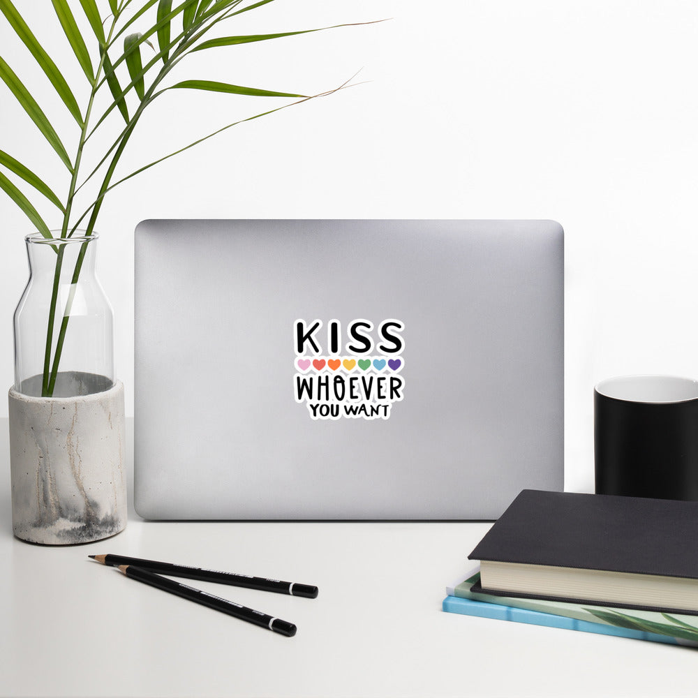Kiss Whoever You Want Gay Pride Sticker - gay pride apparel
