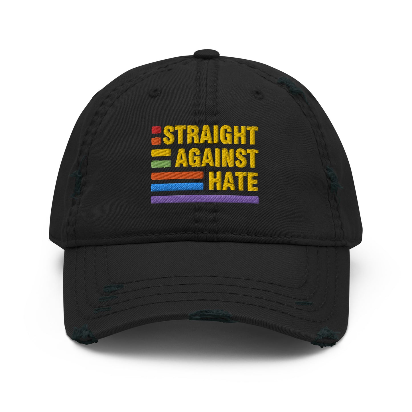 Straight Against Hate Gay Pride Distressed Hat