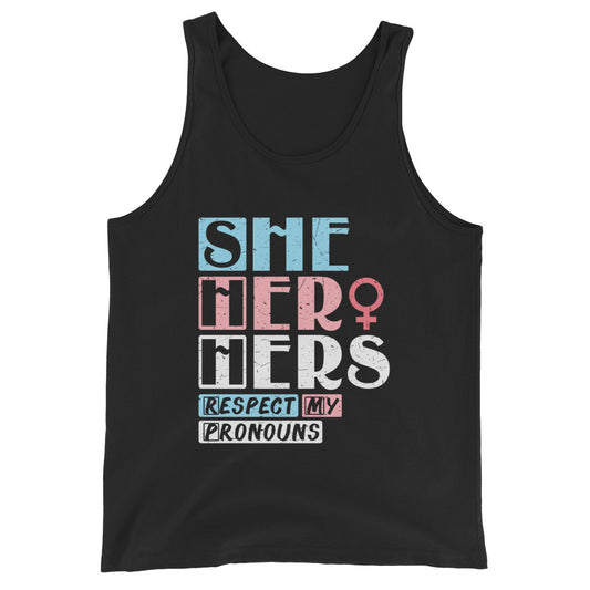 She Her Hers Respect My Pronouns Transgender Pride Tank Top