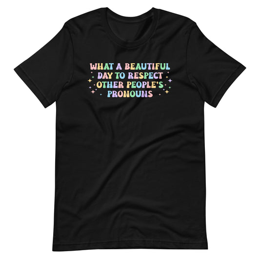 What a Beautiful Day to Respect Other People's Pronouns Pride T-Shirt