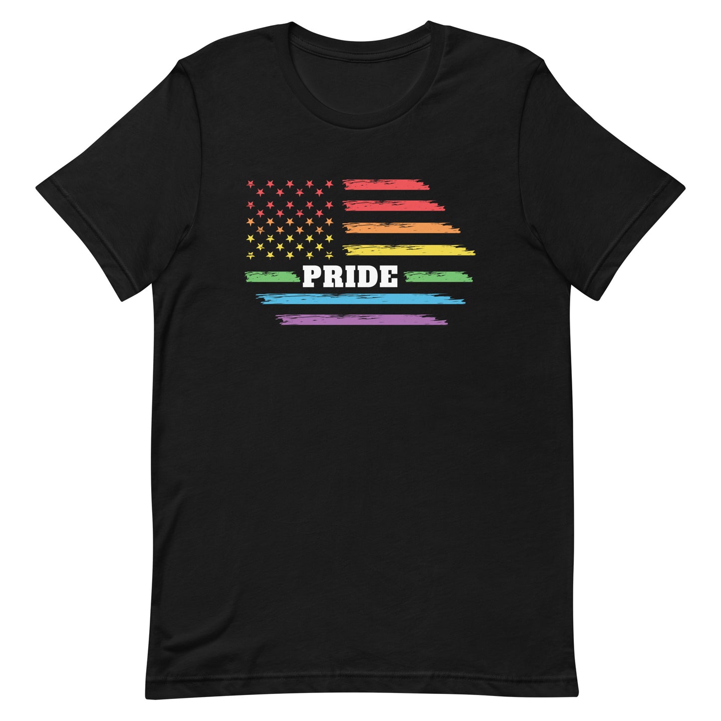 Pride Rainbow Distressed American Flag LGBTQ T-shirt