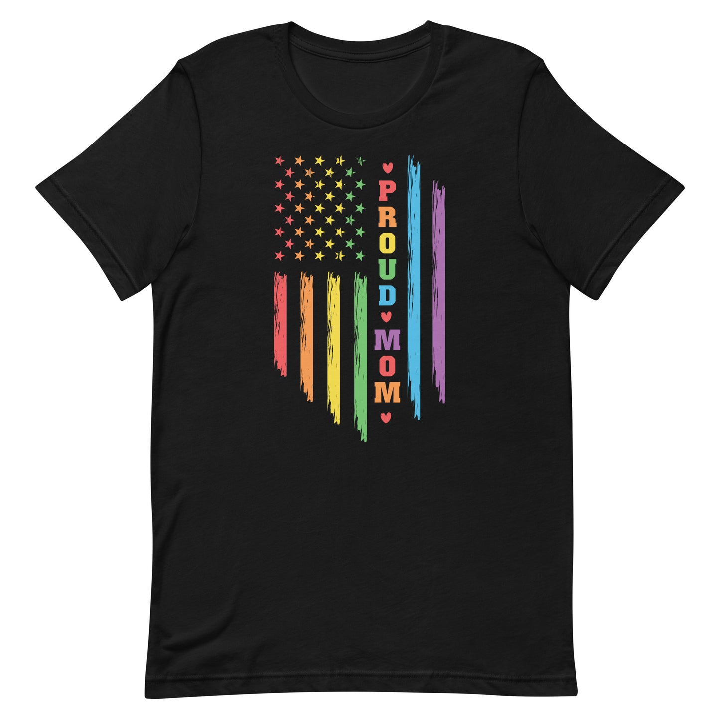Proud Mom Rainbow USA Flag LGBTQ Pride T-Shirt