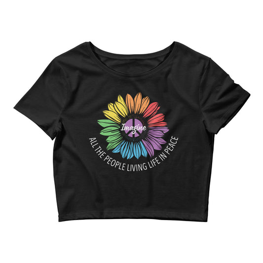Imagine All The People Living in Peace LGBTQ Pride Crop Tee