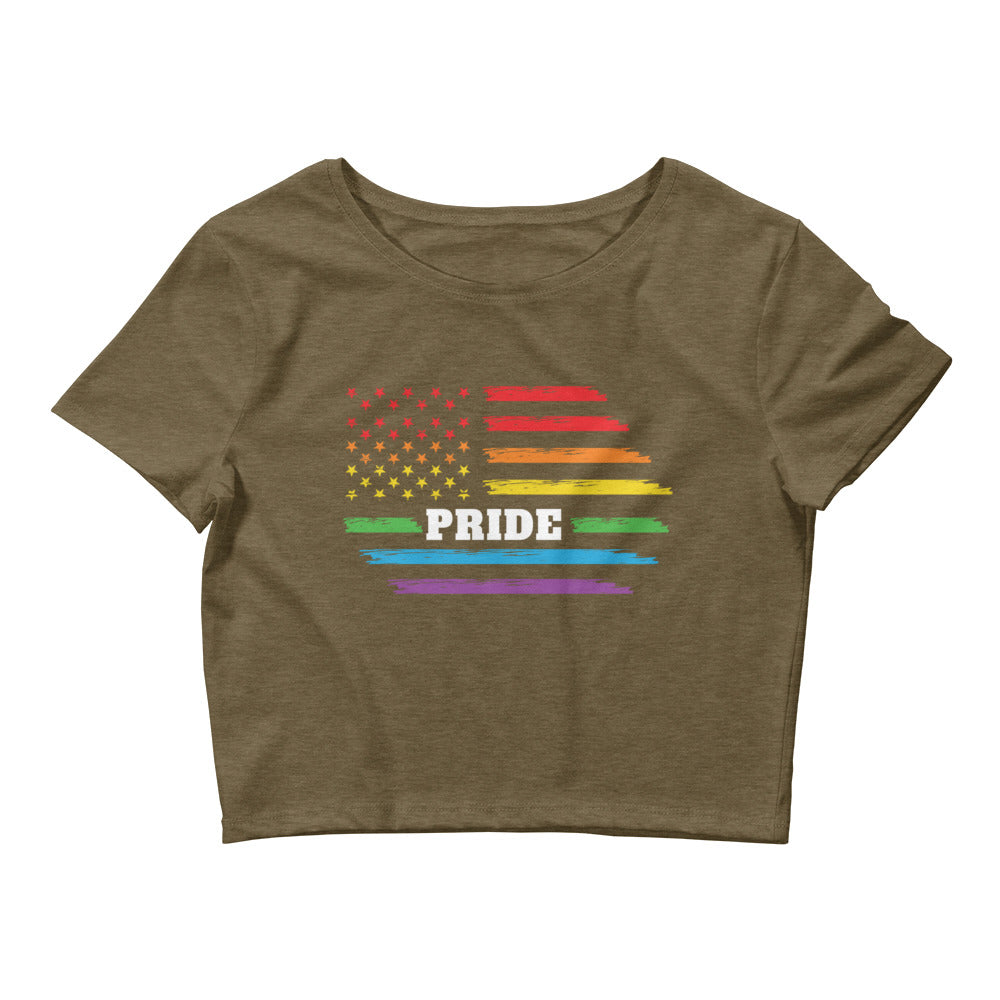 LGBTQ Pride Rainbow USA Flag Crop Tee