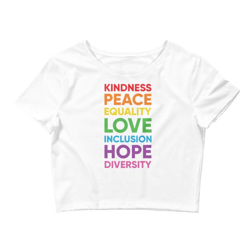 Kindness Peace Equality Gay Pride Crop Tee