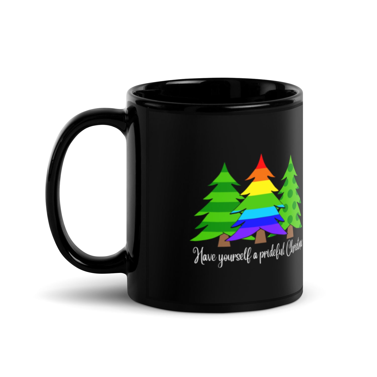 Have Yourself a Prideful Christmas Black Glossy Mug - gay pride apparel