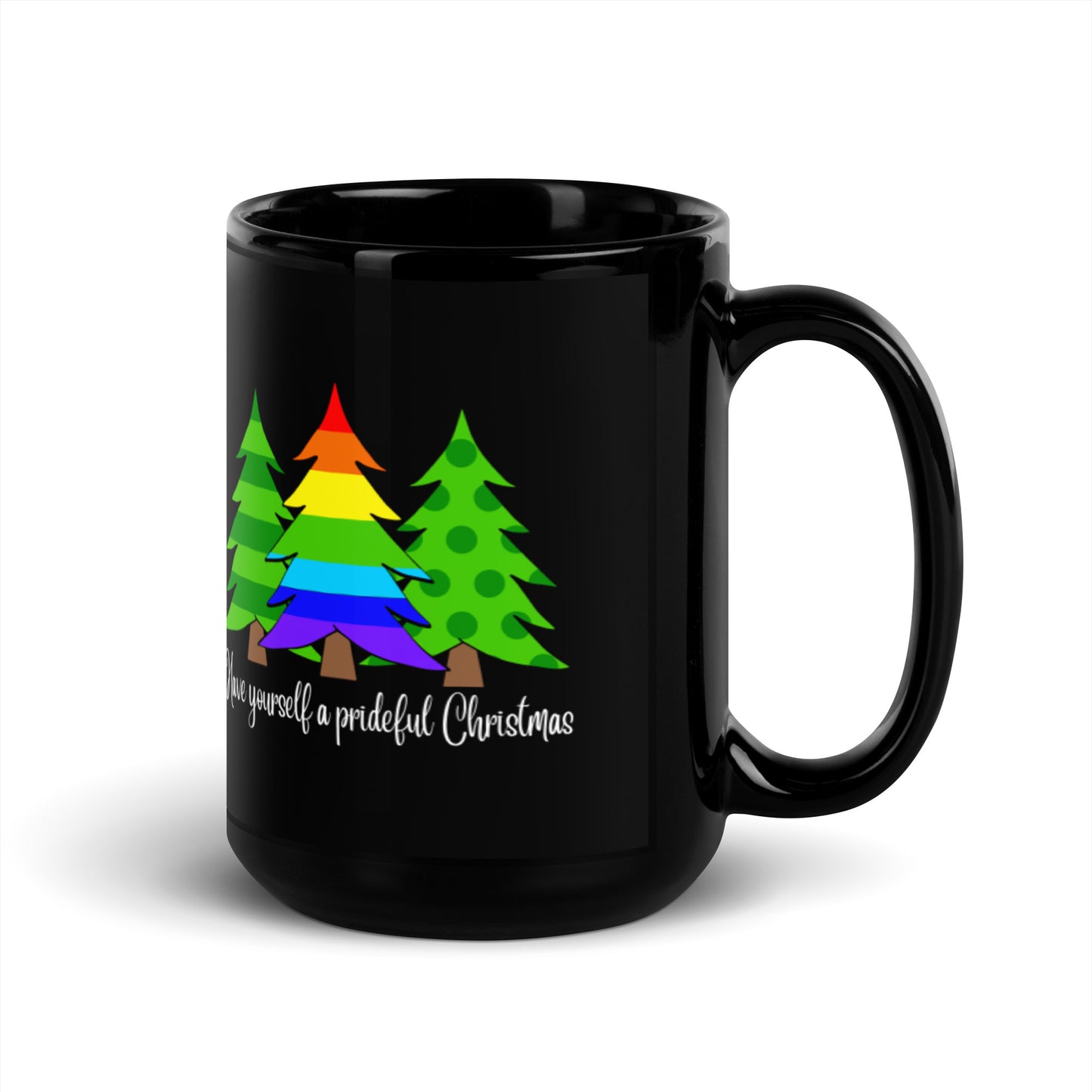 Have Yourself a Prideful Christmas Black Glossy Mug - gay pride apparel