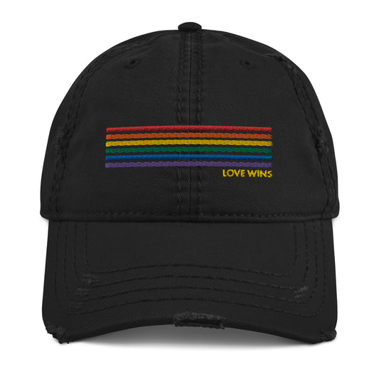 Love Wins Distressed Pride Hat - gay pride apparel