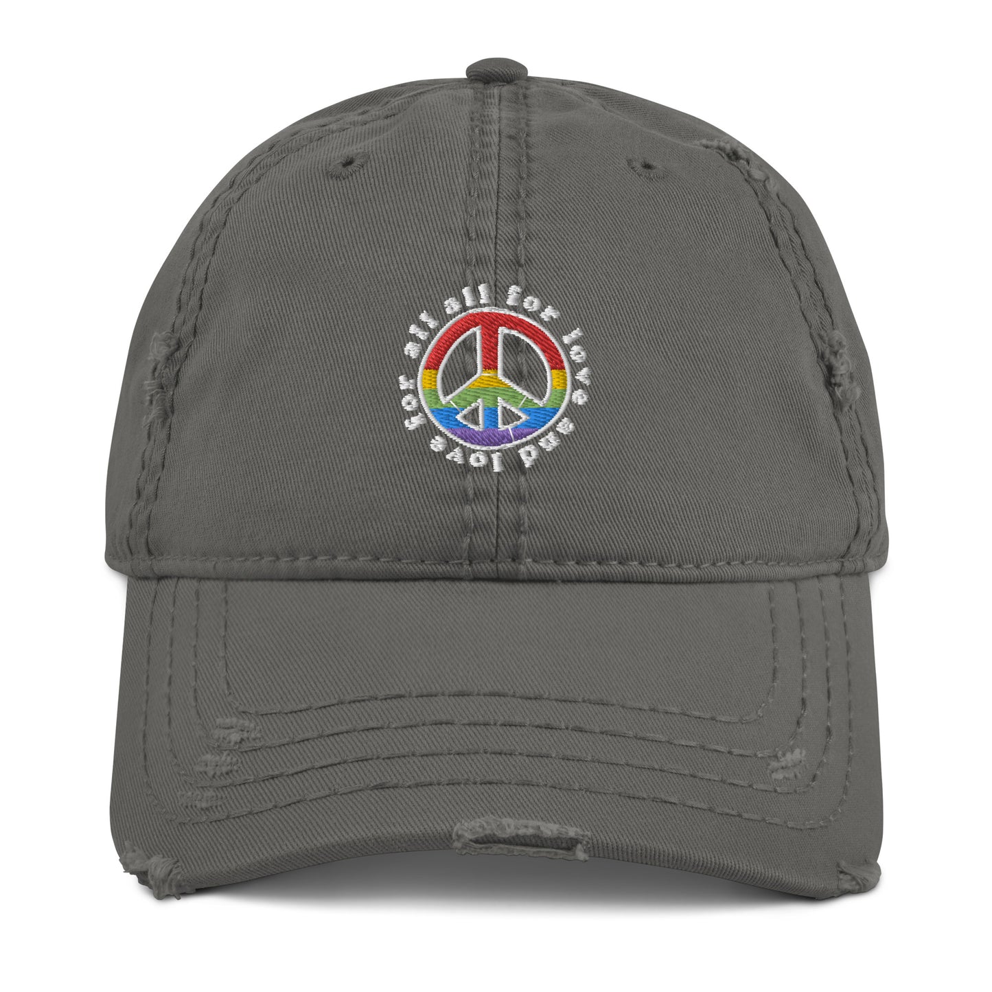 Love for All, All For Love Distressed Hat - gay pride apparel