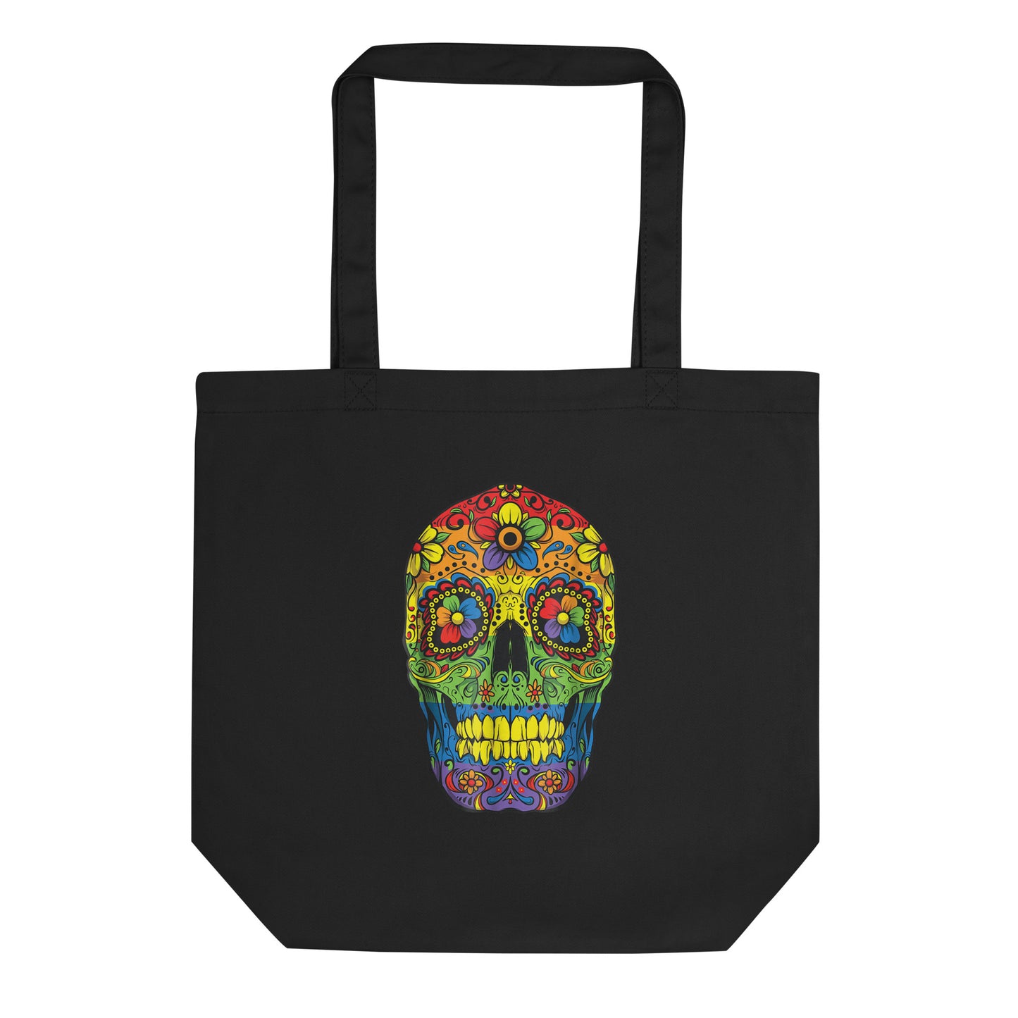 Mexican Orgullo Sugar Skull Organic Tote Bag - gay pride apparel