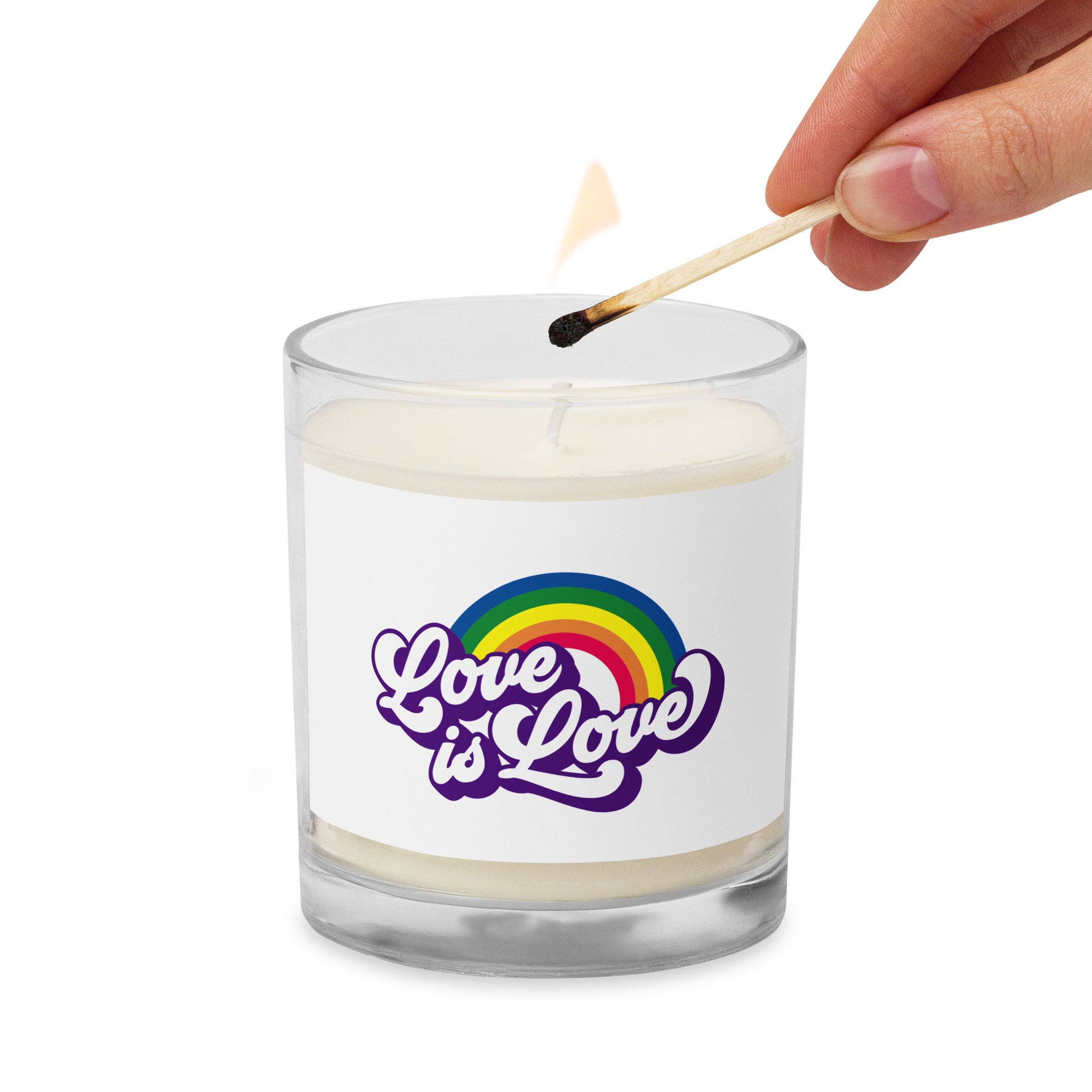 Love is Love Gay Pride Glass Jar Soy Wax Candle - gay pride apparel