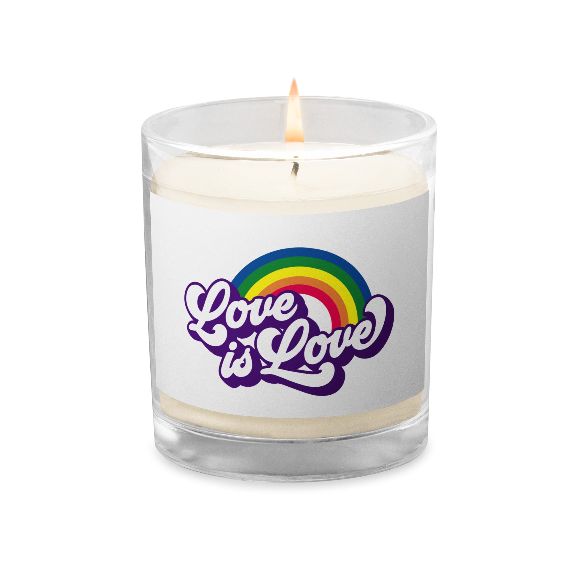 Love is Love Gay Pride Glass Jar Soy Wax Candle - gay pride apparel