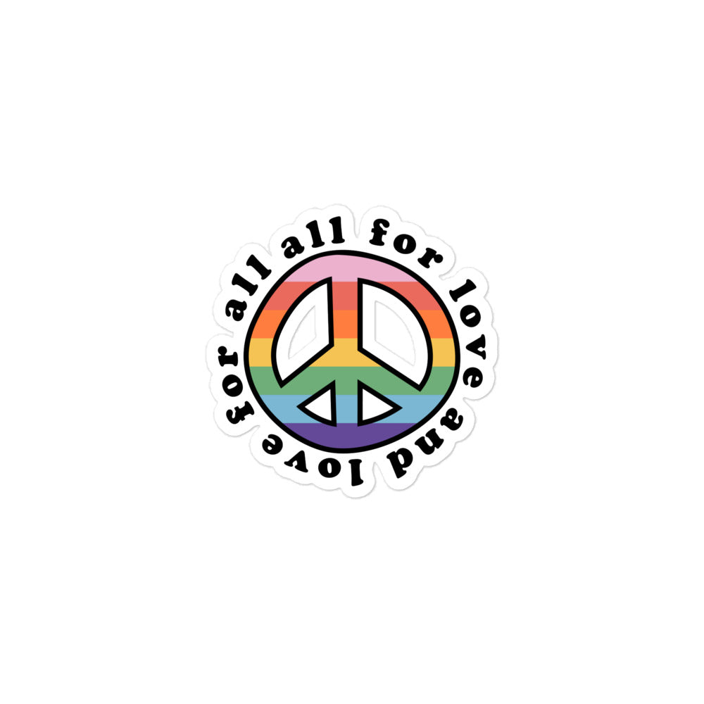 All For Love, Love For All - Gay Pride Sticker - gay pride apparel