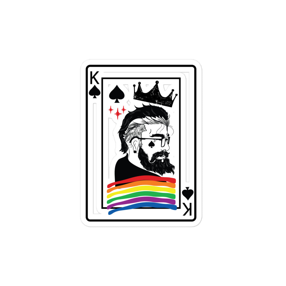 Gay Pride King Playing Card Sticker - gay pride apparel