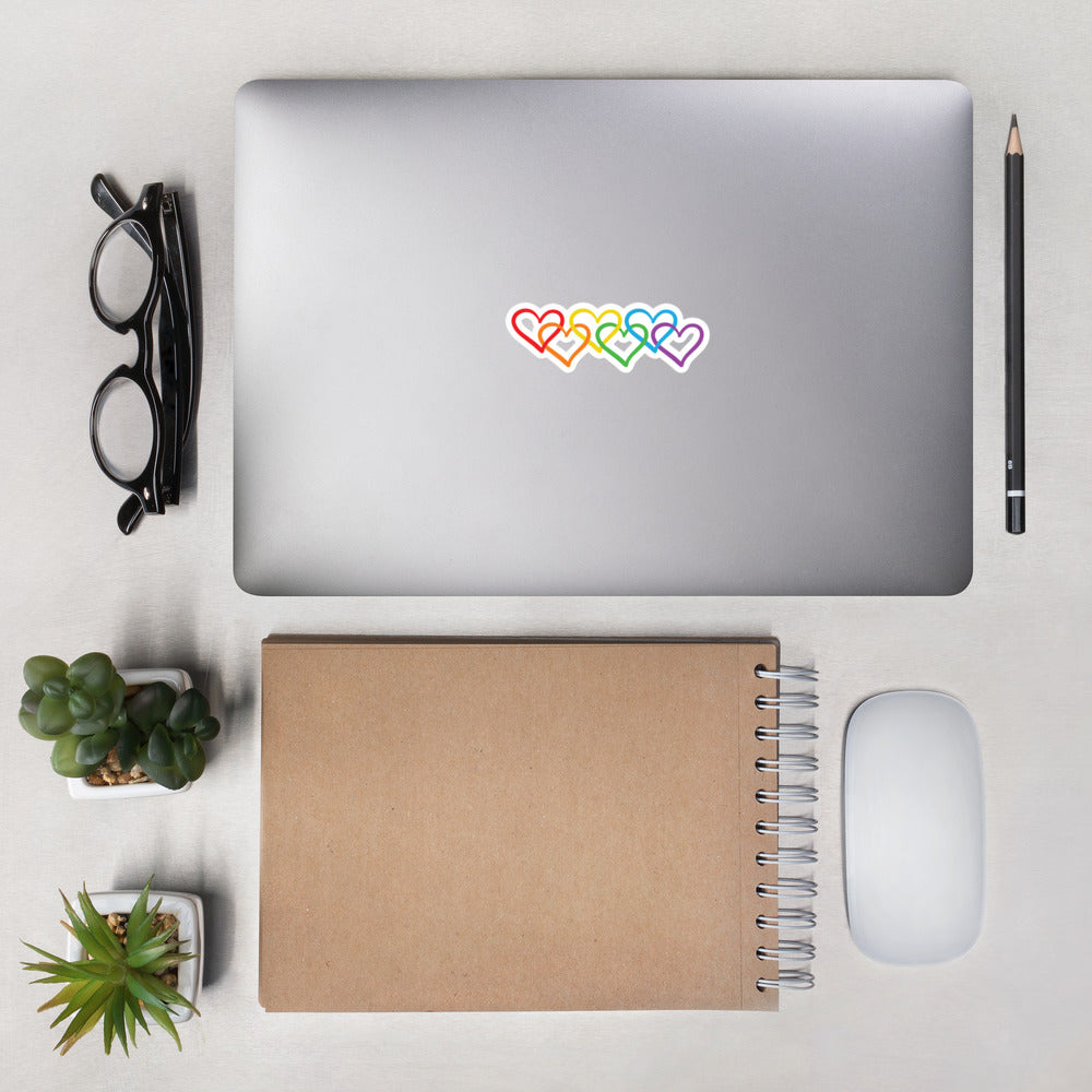 LGBT Rainbow Hearts Sticker - gay pride apparel
