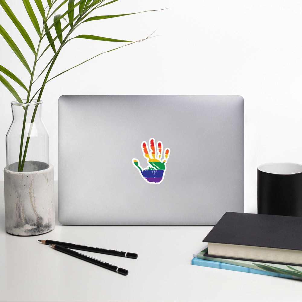 LGBTQ Rainbow Palm Sticker - gay pride apparel