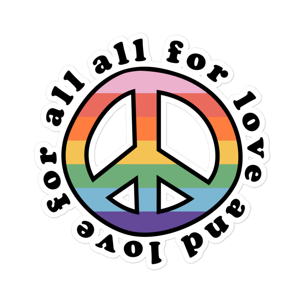 All For Love, Love For All - Gay Pride Sticker - gay pride apparel
