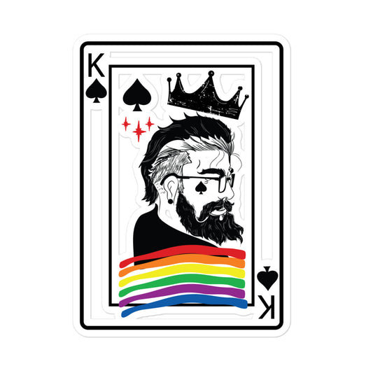 Gay Pride King Playing Card Sticker - gay pride apparel