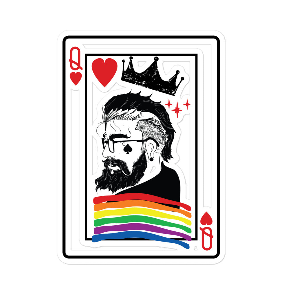 Gay Pride Queen Playing Card Sticker - gay pride apparel