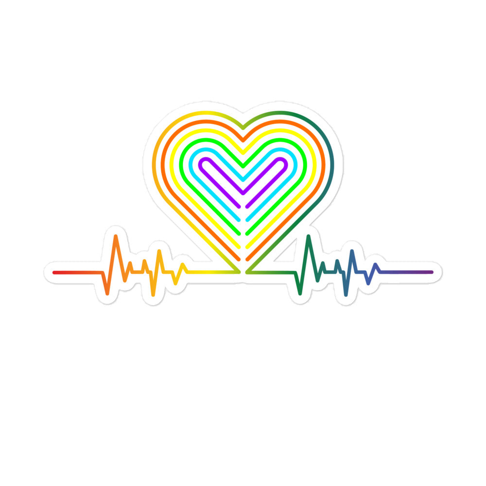 LGBTQ Pride Heart Beat Sticker - gay pride apparel