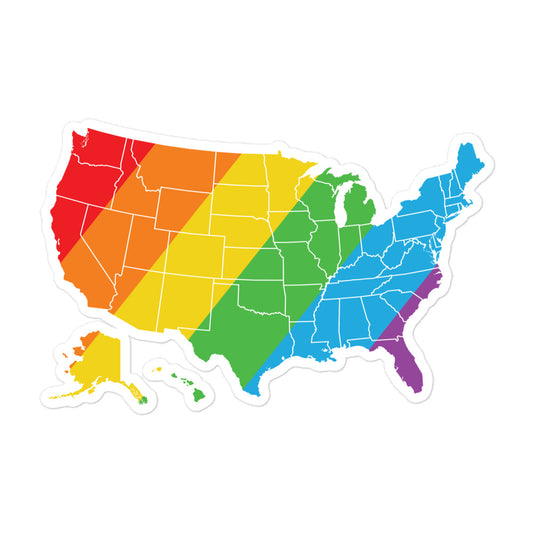 LGBTQ Pride USA Map Sticker - gay pride apparel