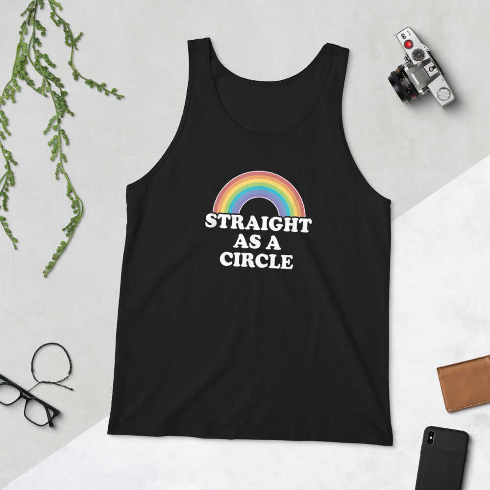 Straight As a Circle Unisex Gay Pride Tank Top - gay pride apparel