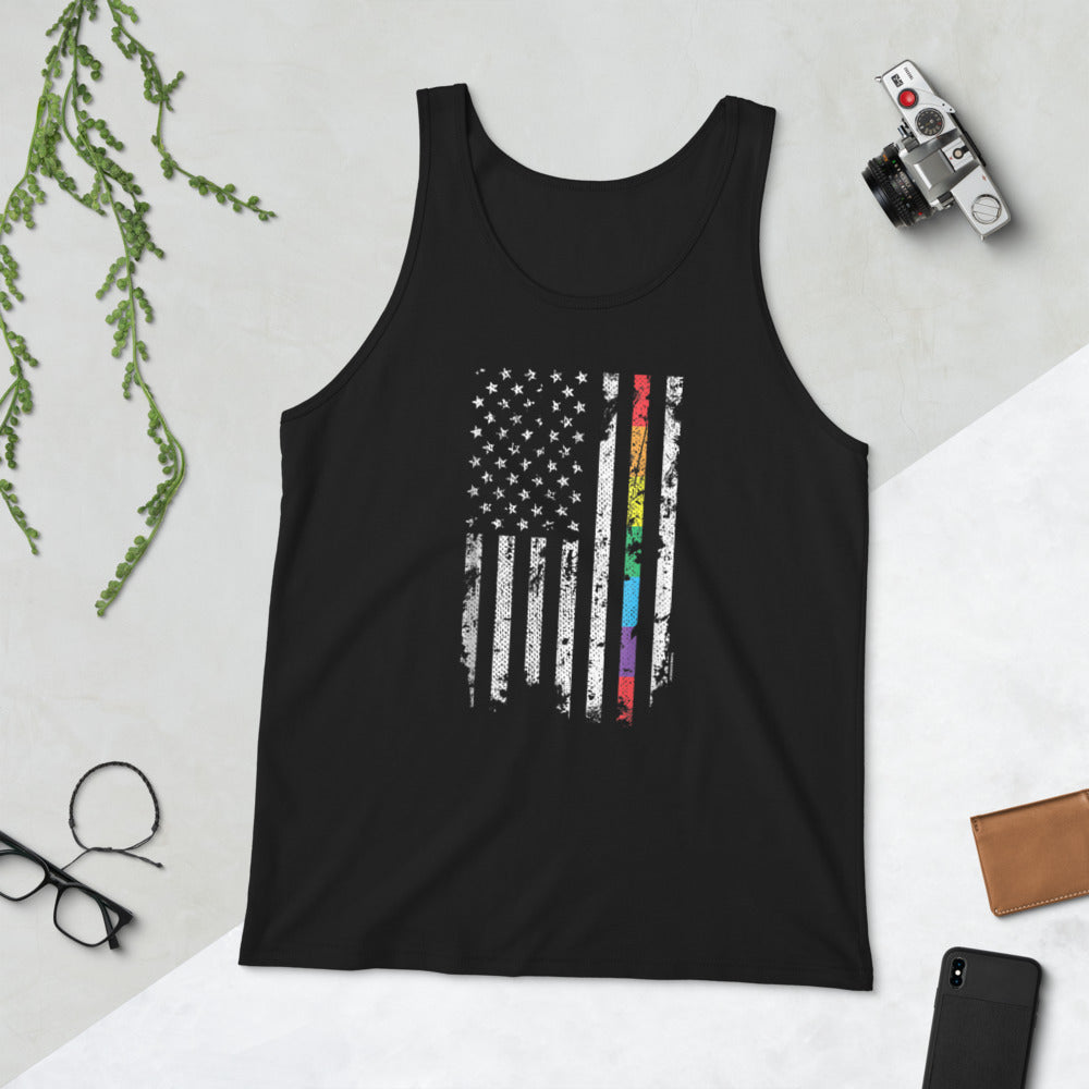 American Rainbow Flag Gay Pride Unisex Tank Top - gay pride apparel