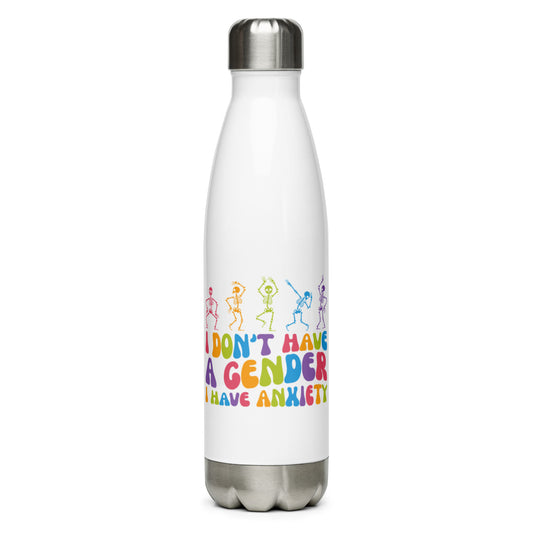 I Don't Have a Gender I Have Anxiety Stainless Steel Water Bottle - gay pride apparel