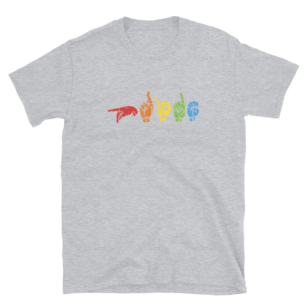 Pride ASL American Sign Language LGBTQ+ Gay Pride Rainbow T-Shirt - gay pride apparel