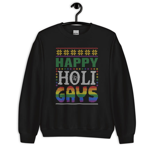 Happy Holi-Gays Ugly Christmas Sweatshirt - gay pride apparel