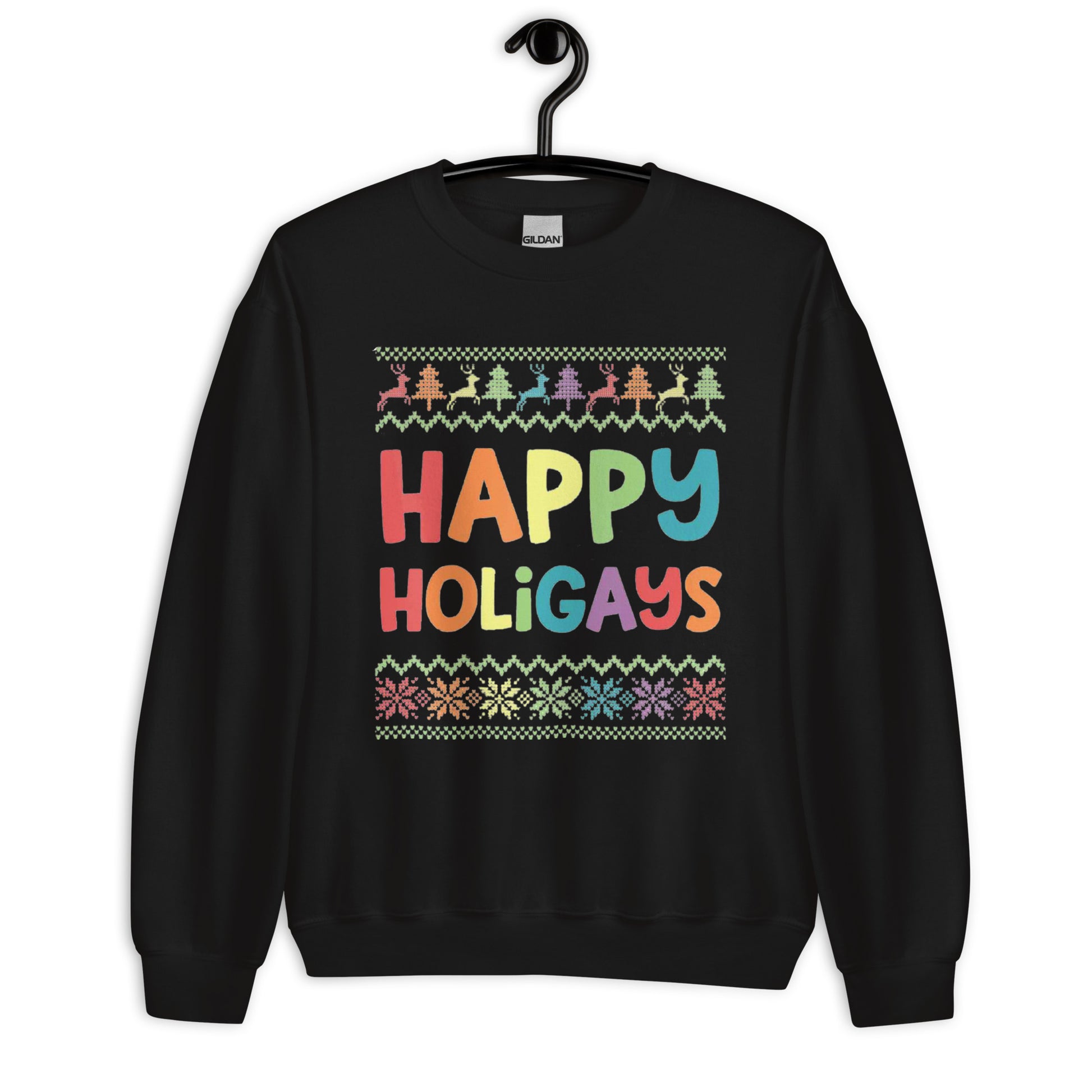 Happy Holigays Pride Ugly Christmas Sweatshirt - gay pride apparel