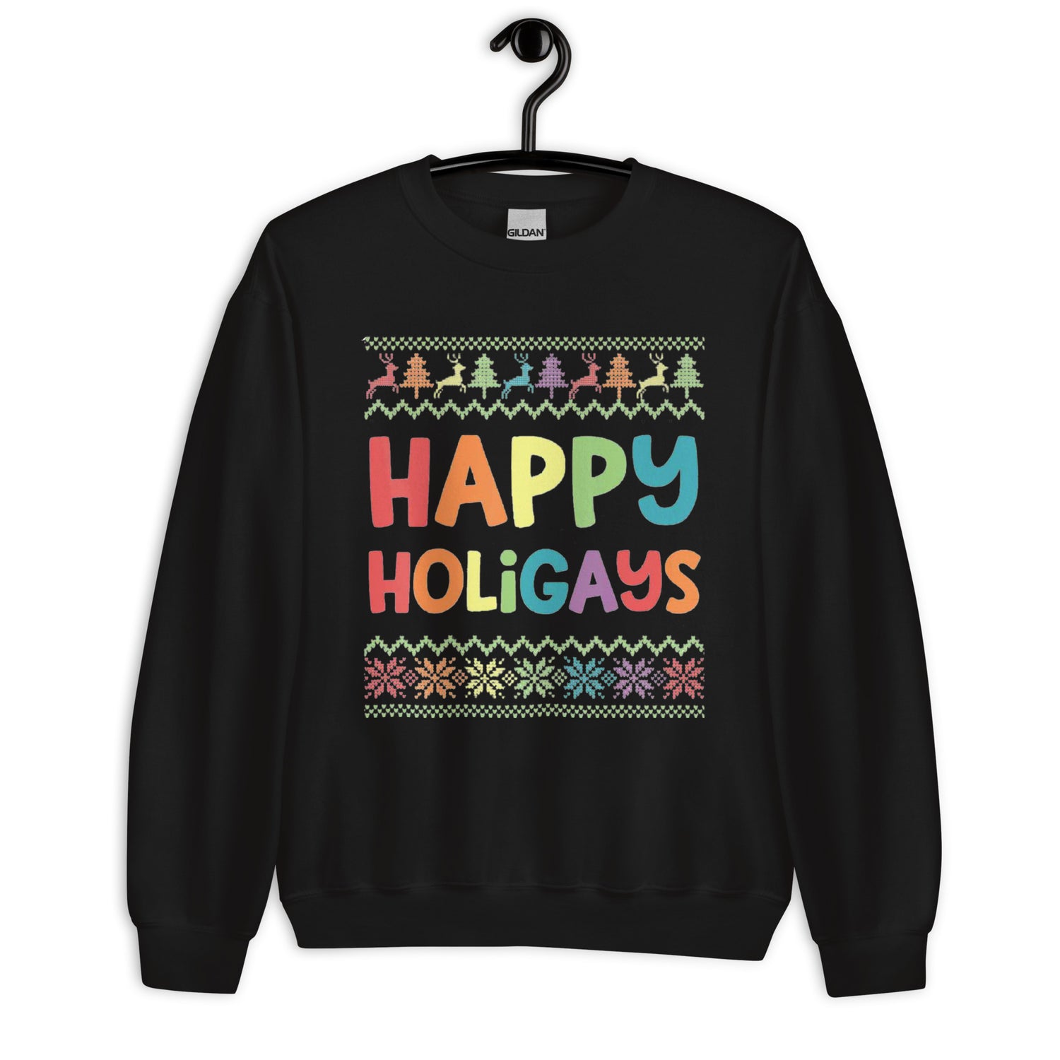 Happy Holigays Pride Ugly Christmas Sweatshirt - gay pride apparel