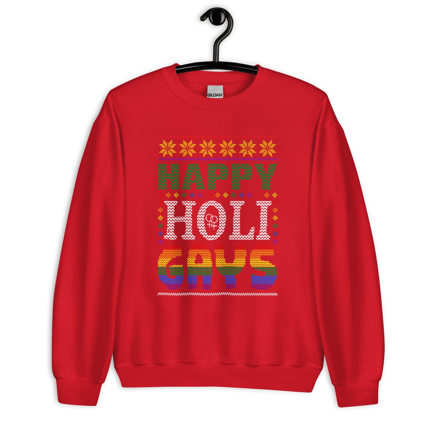 Happy Holi-Gays Ugly Christmas Sweatshirt - gay pride apparel