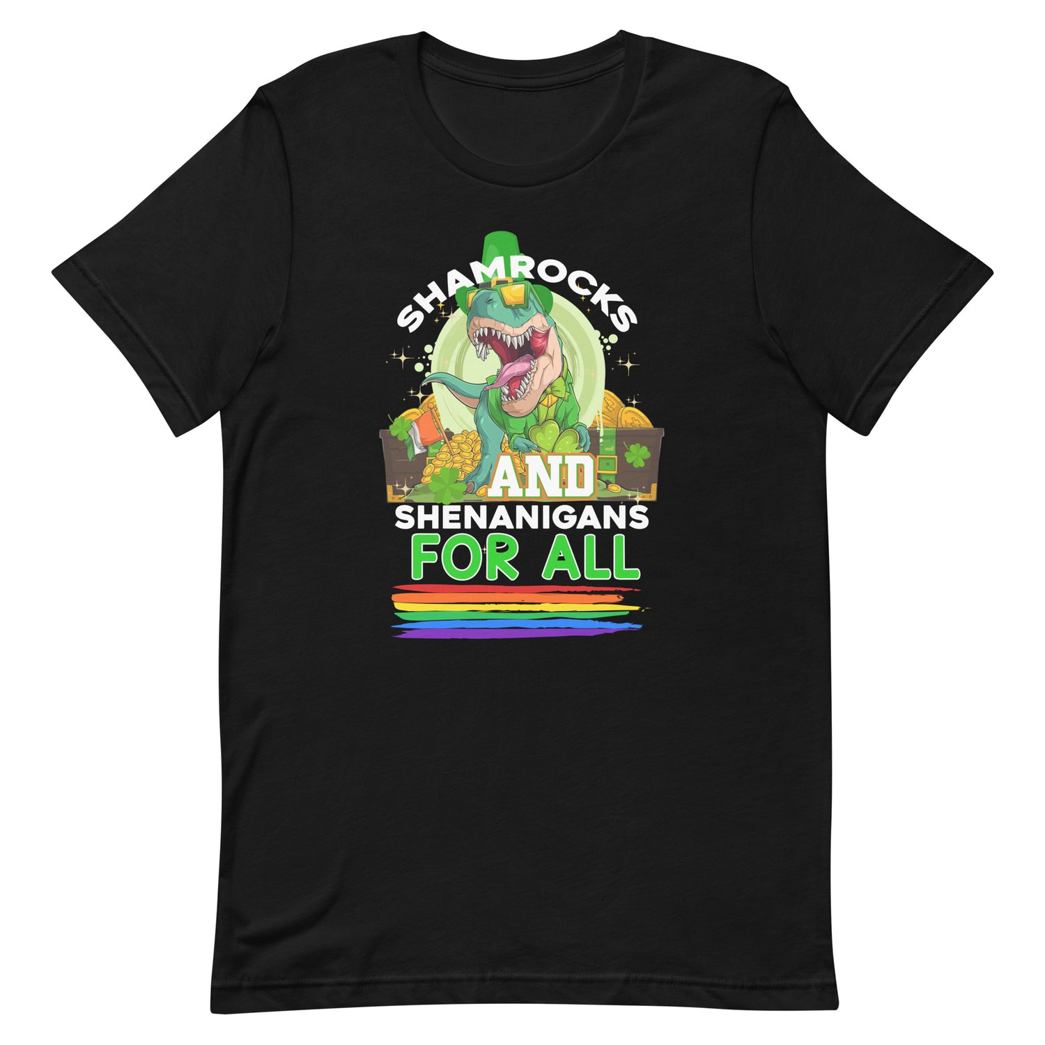 Shamrocks and Shenanigans For All Pride T-Shirt - gay pride apparel