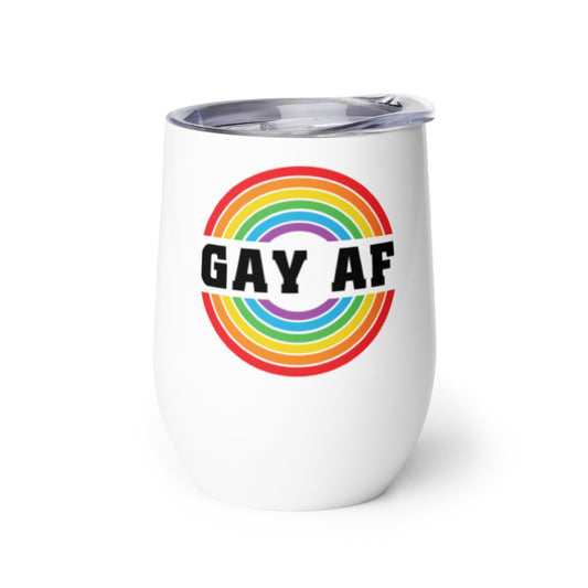 Gay AF Gay Pride Wine tumbler - gay pride apparel